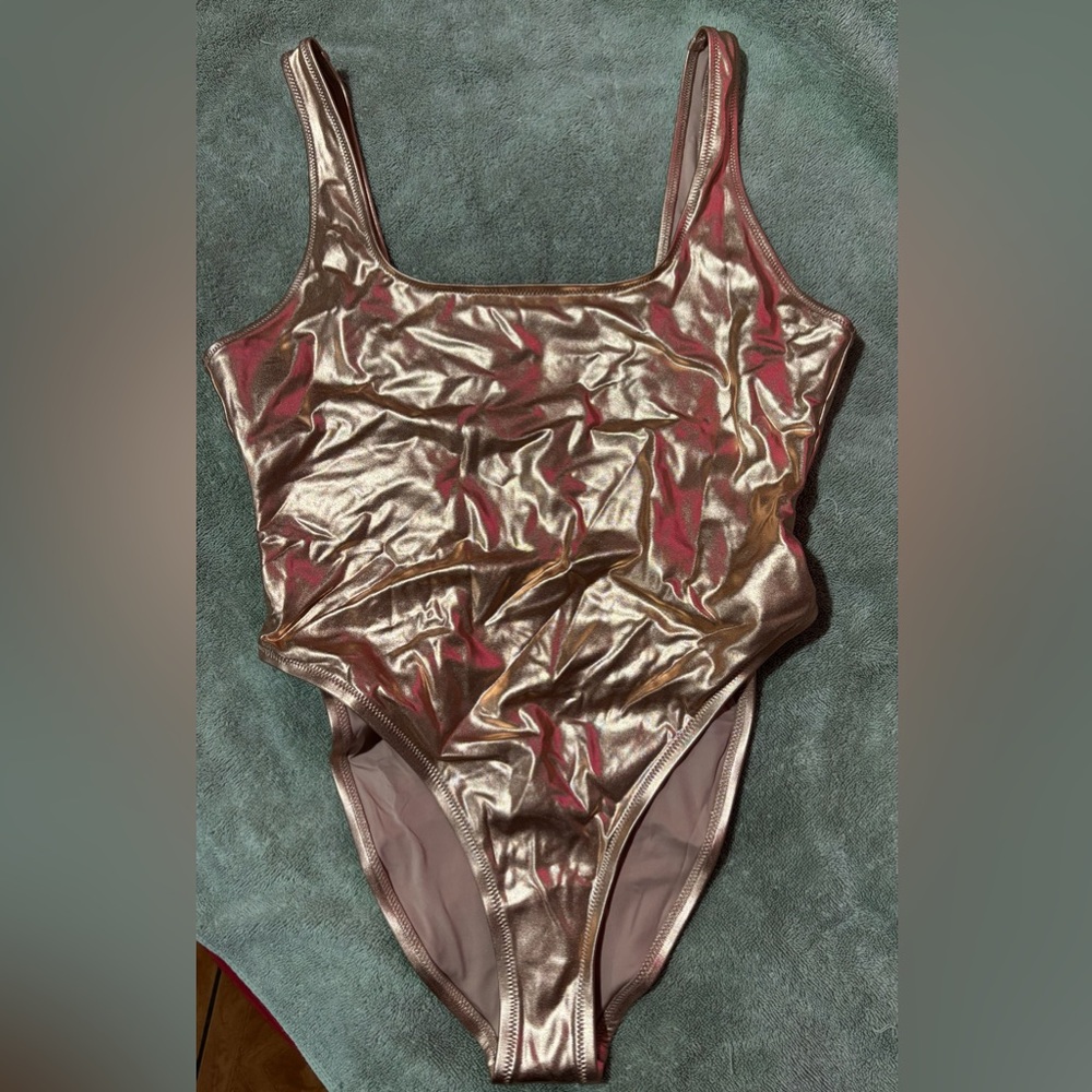 SKIMS Champagne Metallic Swimsuit
